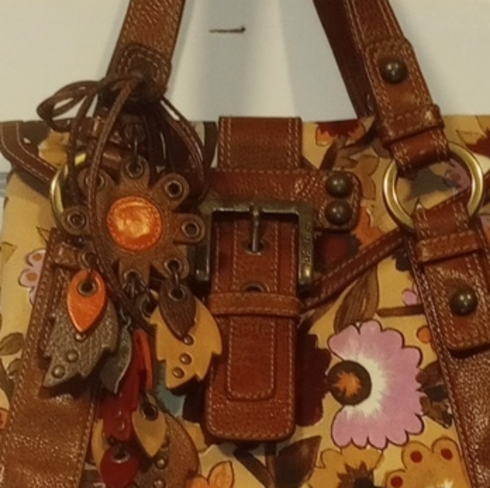 Isabella Fiore Floral Brown Leather Women's Bag
